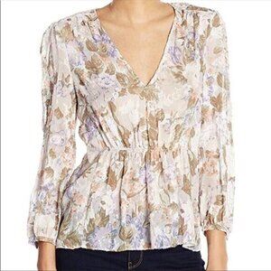 Rebecca Taylor Silk Floral Penelope Peplum Top Size 0